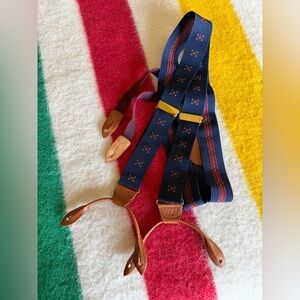 COLE-HAAN Men’s Navy Braces with Geometric Design - Size OS